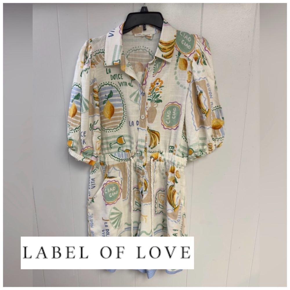 Label of Love "Italy-inspired" vibrant print linen-blend romper (or playsuit)